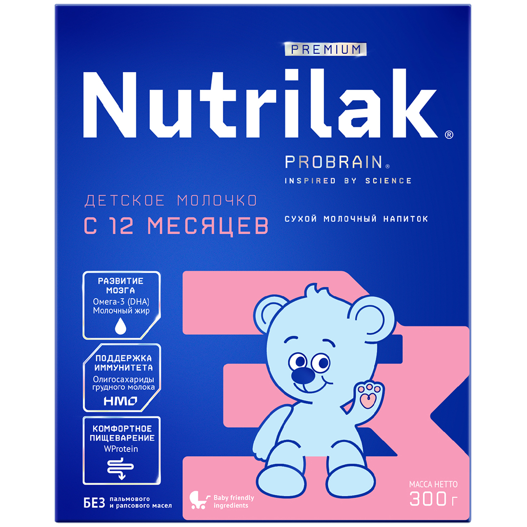 Смесь молочная Nutrilak Premium 3 300г с 12 месяцев От 12 месяцев (шк.  4600490620212, 4600490621387) - купить по низкой цене в Казахстане с  доставкой, интернет-магазин «Еркемай».