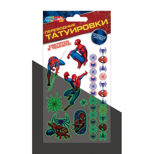 Набор татуировок Человек Паук светящиеся в темноте