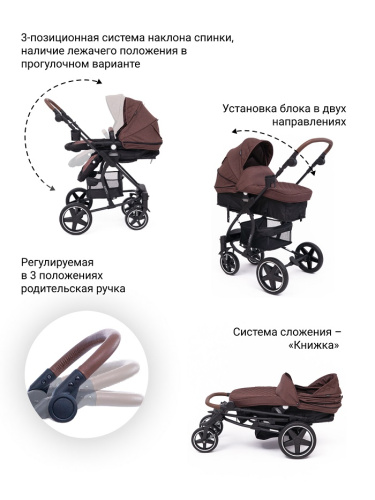 Коляска-трансформер Emily(Dark brown+Black)