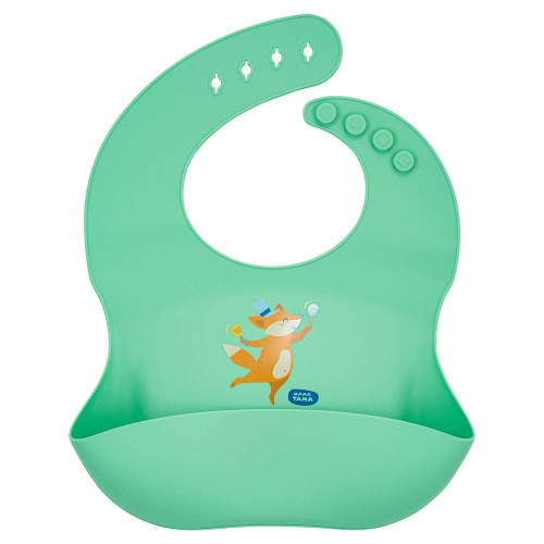 Зеленый фартук нагрудный силиконовый МАМА ТАМА 6 мес+