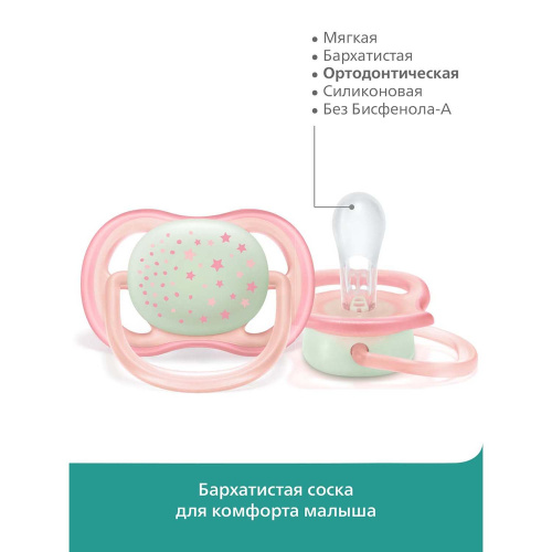 Пустышка силиконовая Avent Ultra Air Night 0-6 мес SCF376/12