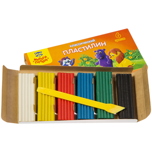 Пластилин 6цв. 120г. Мульти-Пульти Приключения Енота со стеком