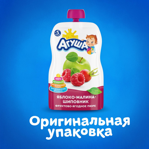 Пюре Агуша яблоко, малина, шиповник 90 г