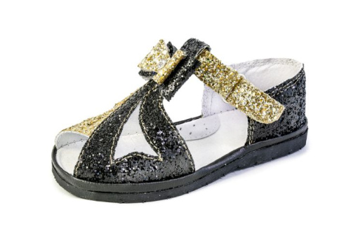 РИМАЛ:Босоножки нарядные кожа д/д р:14,5 чер/золото