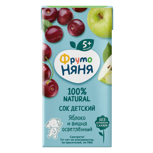 Сок Фруто Няня яблоко, вишня осветленный 200 мл