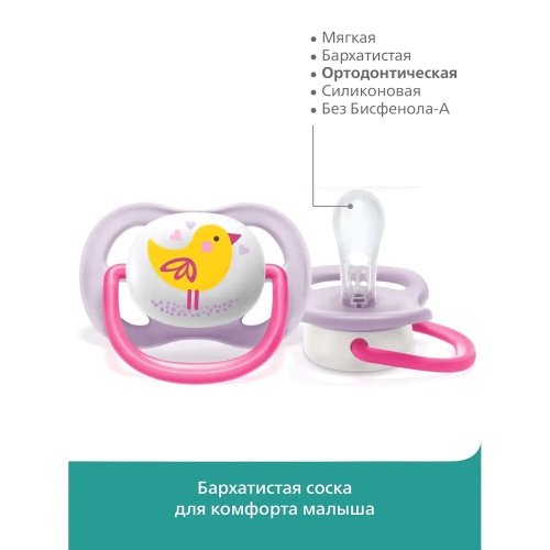 Соска-пустышка Philips AVENT ultra air для девочек 0-6мес 2шт