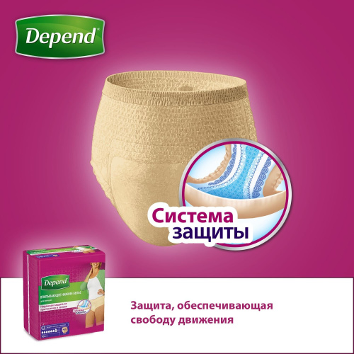 Впитывающее нижнее белье Depend для женщин L/XL (50-56) 9 шт