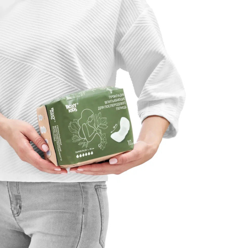 Послеродовые прокладки Roxy-Kids SUPER PLUS, размер 38см, 10шт