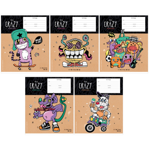 Тетрадь 24л., клетка ArtSpace Рисунки. Crazy monsters