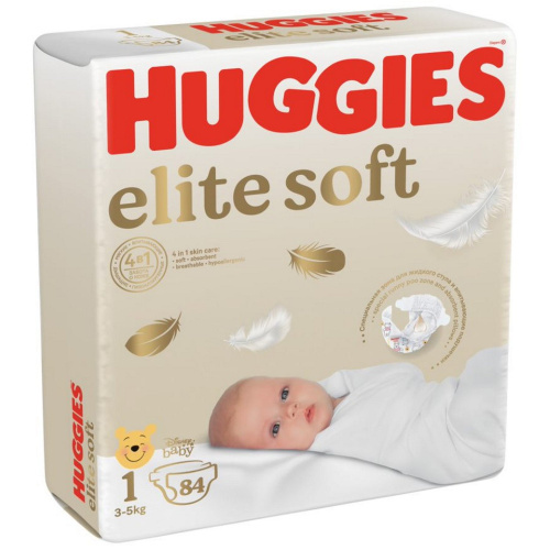 Подгузники Huggies для новорожденных Elite Soft 1 до 5 кг 84 шт
