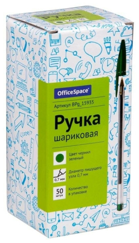 Ручка шариковая OfficeSpace зеленая 0,5мм