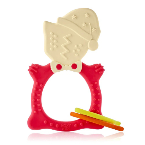 Прорезыватель Roxy-Kids универсальный на держателе MEOW TEETHER, цвет коралловый