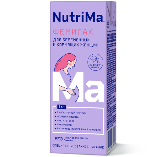 Молочная смесь Фемилак со вкусом ванили NutriMa для беременных и кормящих женщин, 200мл