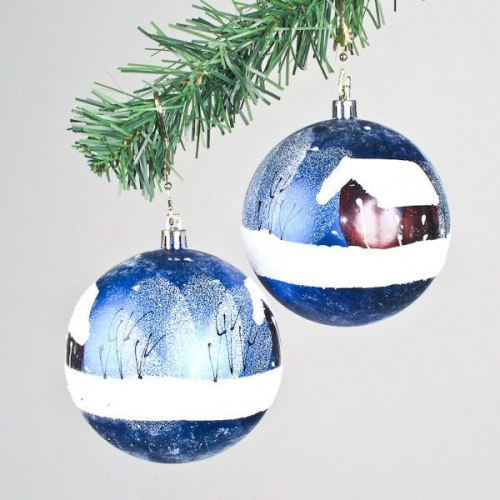 Набор из 2-х шаров 10см матов.с рисунком