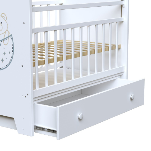 Кровать детская Love Sleeping с маятником и ящиком(белый)