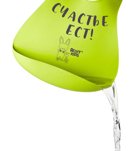 Слюнявчик детский нагрудник для кормления Roxy-Kids мягкий с кармашком и застежкой, цвет зеленый