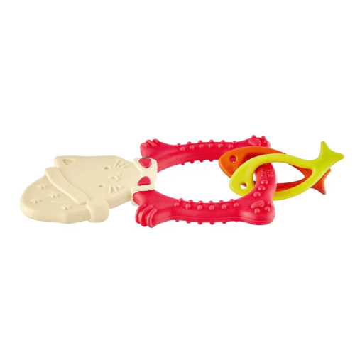 Прорезыватель Roxy-Kids универсальный на держателе MEOW TEETHER, цвет коралловый