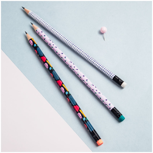 Набор карандашей ч/г MESHU Memphis HB с ластиком 3шт.