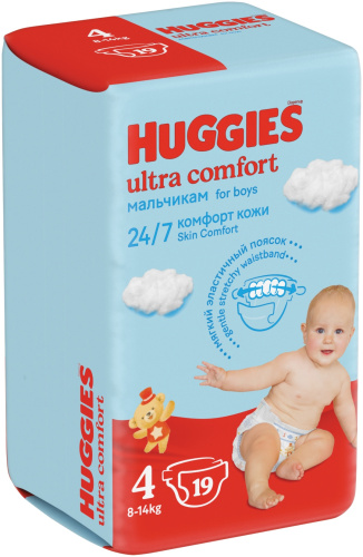 Подгузники Huggies Ultra Comfort для мальчиков 4 8-14 кг 19 шт