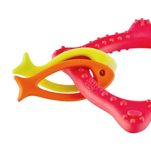 Прорезыватель Roxy-Kids универсальный на держателе MEOW TEETHER, цвет коралловый