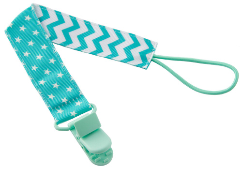 Держатель для пустышки и соски на ленте с прищепкой Roxy-Kids LINE SOOTHER SAVER мятный