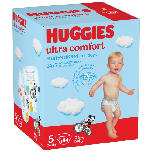 Подгузники Huggies Ultra Comfort 5 (12-22 кг) для мальчиков 84 шт