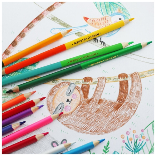 Набор карандашей 12цв. 6шт. Мульти-Пульти Енот в тропиках