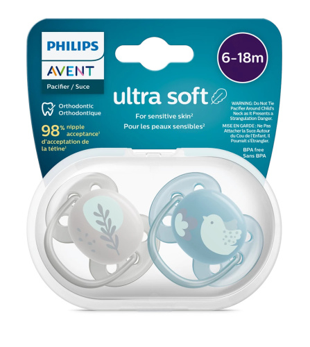 Пустышка для мальчиков Philips AVENT ultrasoft deco с 6-18 месяцев, 2шт