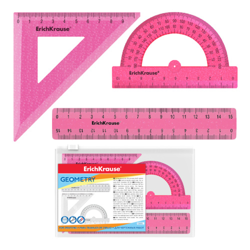 Набор чертежный малый ErichKrause Glitter 3 предмета пластиковый
