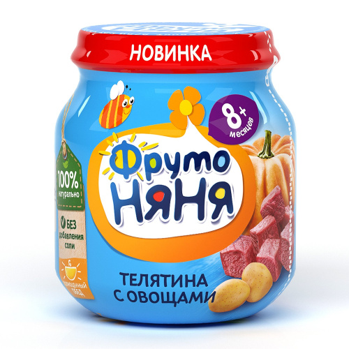 Мясное пюре Фруто Няня из телятины с овощами, 100 гр