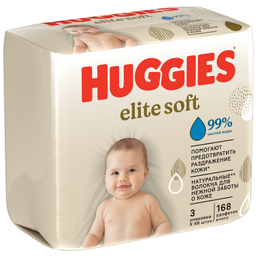 Влажные салфетки Huggies Elite Soft Triplo (56x3)x4, шт