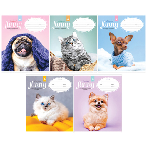 Тетрадь клетка 12л. ArtSpace Питомцы. Funny pets