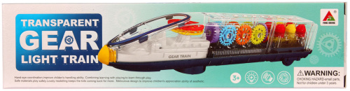 Поезд прозрачный с шестерёнками на батарейках