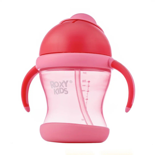 Поильник-непроливайка Roxy-Kids с трубочкой 200 мл, цвет розовый