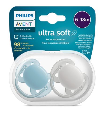 Пустышка для мальчиков Philips AVENT ultra air нейтральный цвет с 6-18 месяцев, 2шт