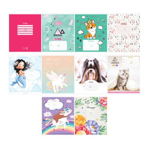 Тетрадь крупная клетка 12л. ArtSpace Микс. Для девочек