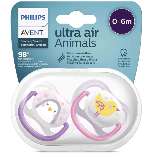 Соска-пустышка Philips AVENT ultra air для девочек 0-6мес 2шт