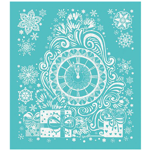 Новогоднее оконное украшение Часы с раскраской