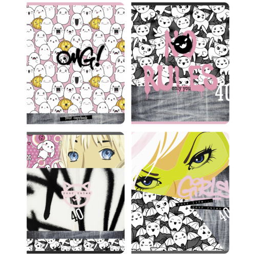 Тетрадь клетка 40л. А5 BG No rules