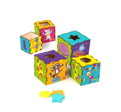 Умные кубики Веселый Цирк 3в1: кубики, сортер, пирамидка