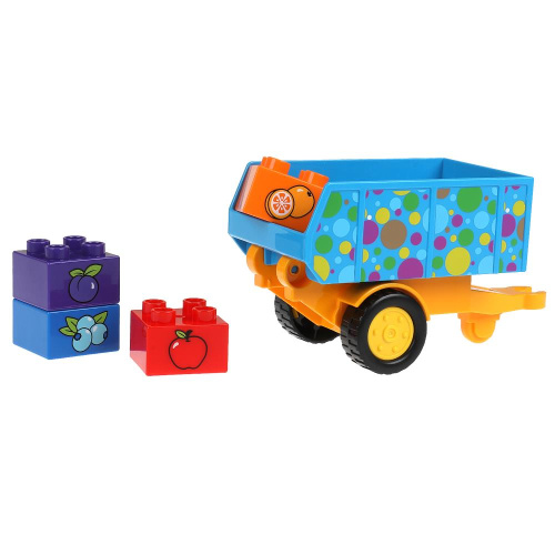 Конструктор Синий Трактор с тележкой 12дет.