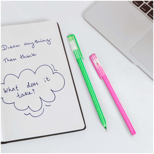 Ручка шариковая синяя 0,6мм OfficeSpace Funfair neon