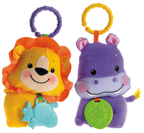 Fisher-Price: Погремушка-прорезыватель Лбвенок и Бегемотик в ассорт.