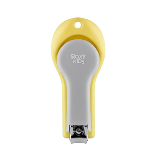 Детский маникюрный набор Roxy-Kids Листик 5в1 ножницы, пилочка, кусачки, пинцет и футляр, цвет: желтый/серый