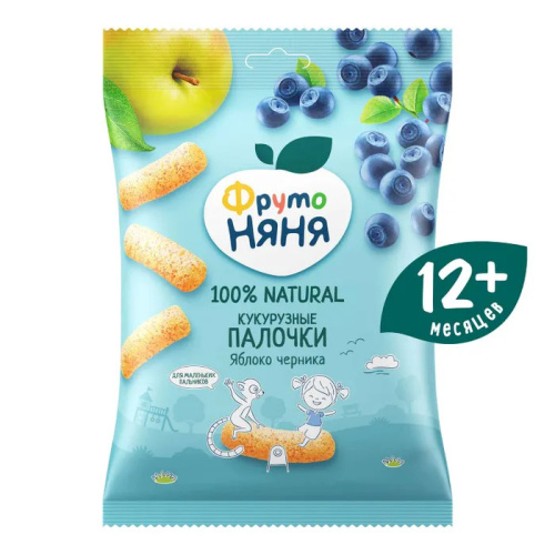 Палочки кукурузные Фруто Няня с яблоками и черникой 20г