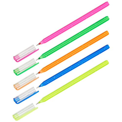 Ручка шариковая синяя 0,6мм OfficeSpace Funfair neon