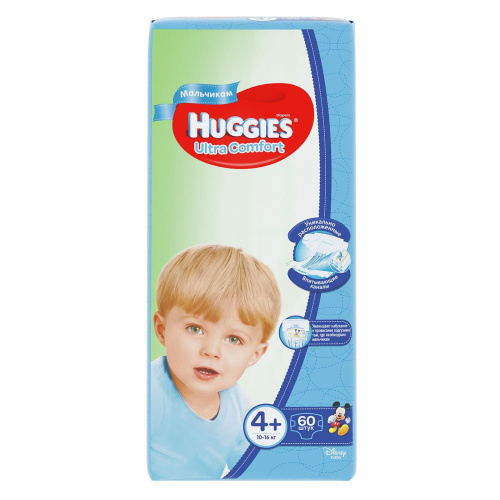 Подгузники Huggies Ultra Comfort для мальчиков 4+ 10-16 кг 17 шт