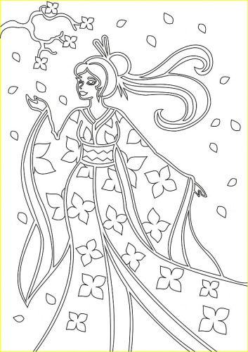 Трафарет Девушка в кимоно