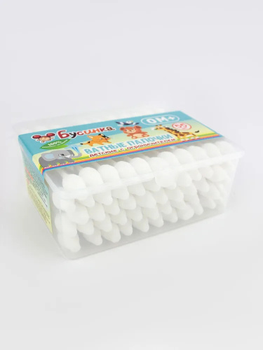 Детские ватные палочки Бусинка с ограничителем в стакане 55шт