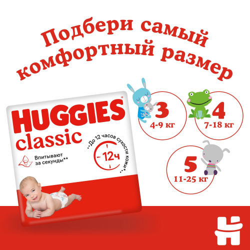 Подгузники Huggies Classic 3 4-9 кг 78 шт
